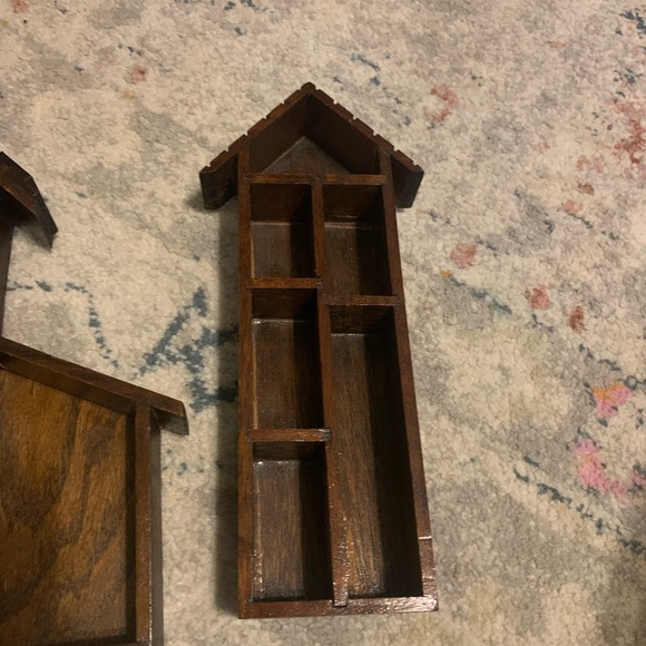 2 Vintage Wood House Shaped Trinket Knick Knack Display Shelf Miniatures - Picture 4 of 10